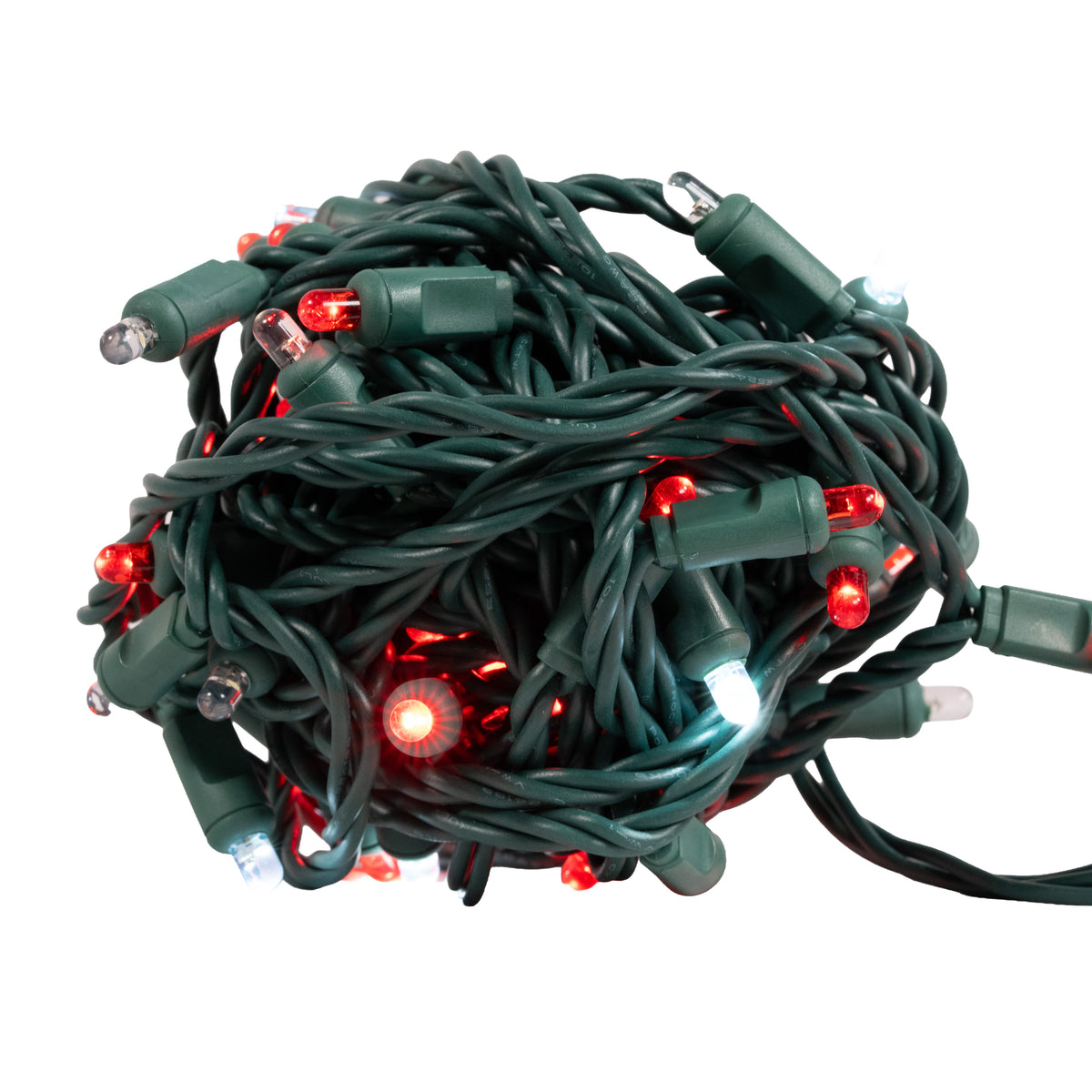 5MM Convex 50L Lights - 6" Spacing - Green Cord (Balled)