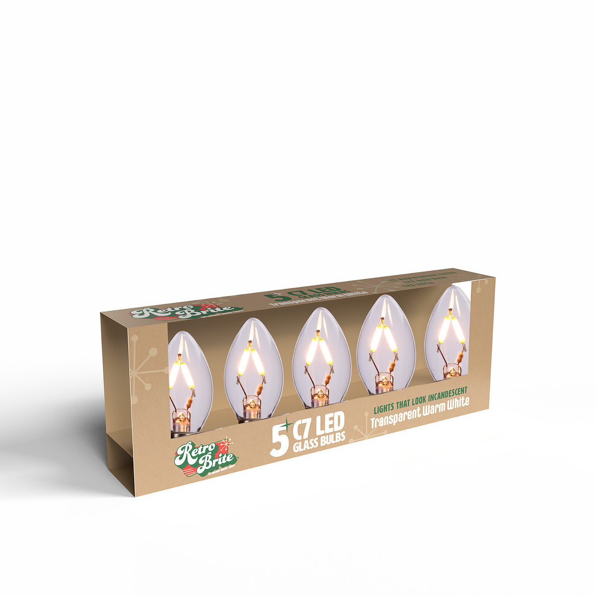 C7 Smooth Transparent Retro Brite Replacement Bulbs - 5/PK