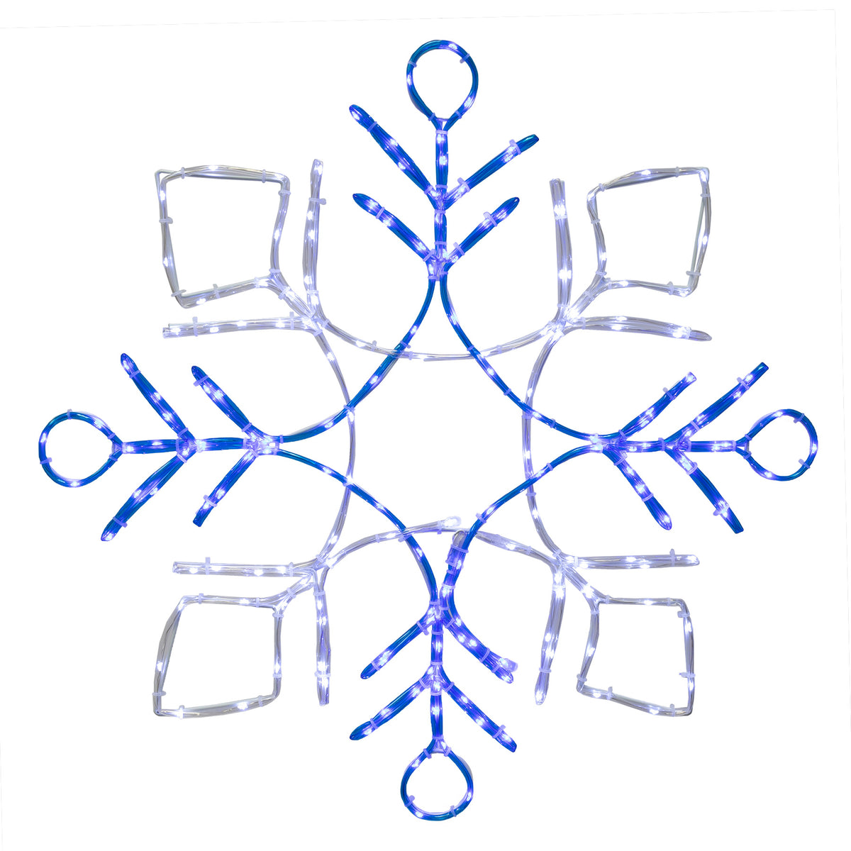 24" Pure White/Blue Snowflake 2D Wire Frame Décor