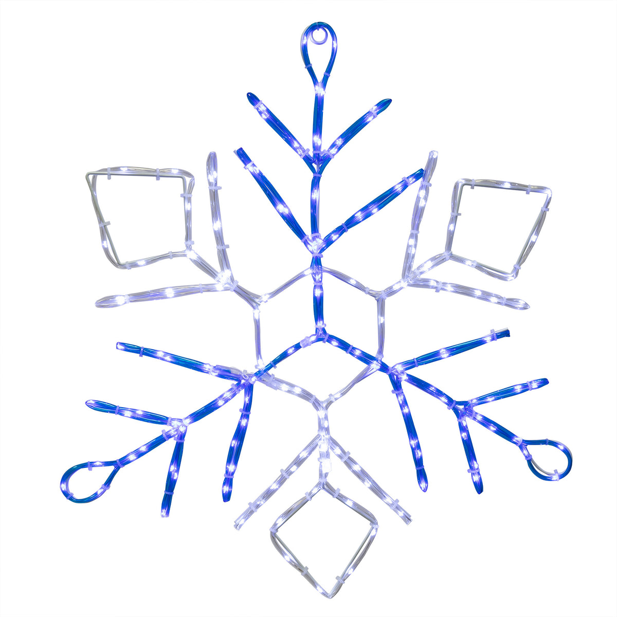 24" Pure White/Blue Snowflake 2D Wire Frame Décor