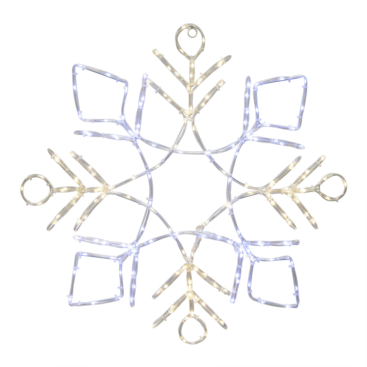 24" Pure White/Warm White Snowflake 2D Wire Frame Décor