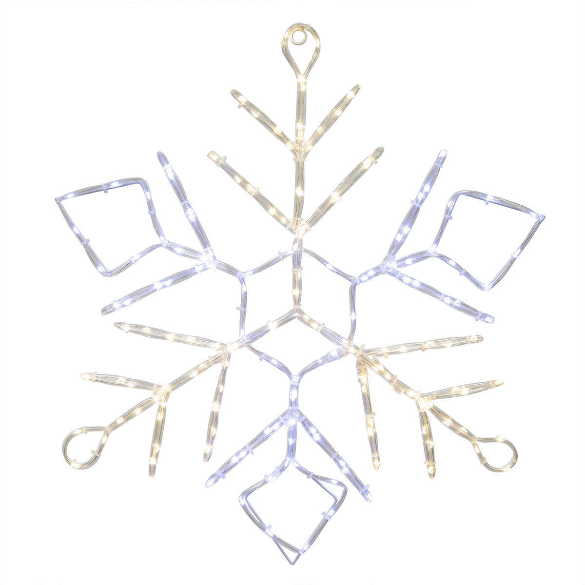 24" Pure White/Warm White Snowflake 2D Wire Frame Décor
