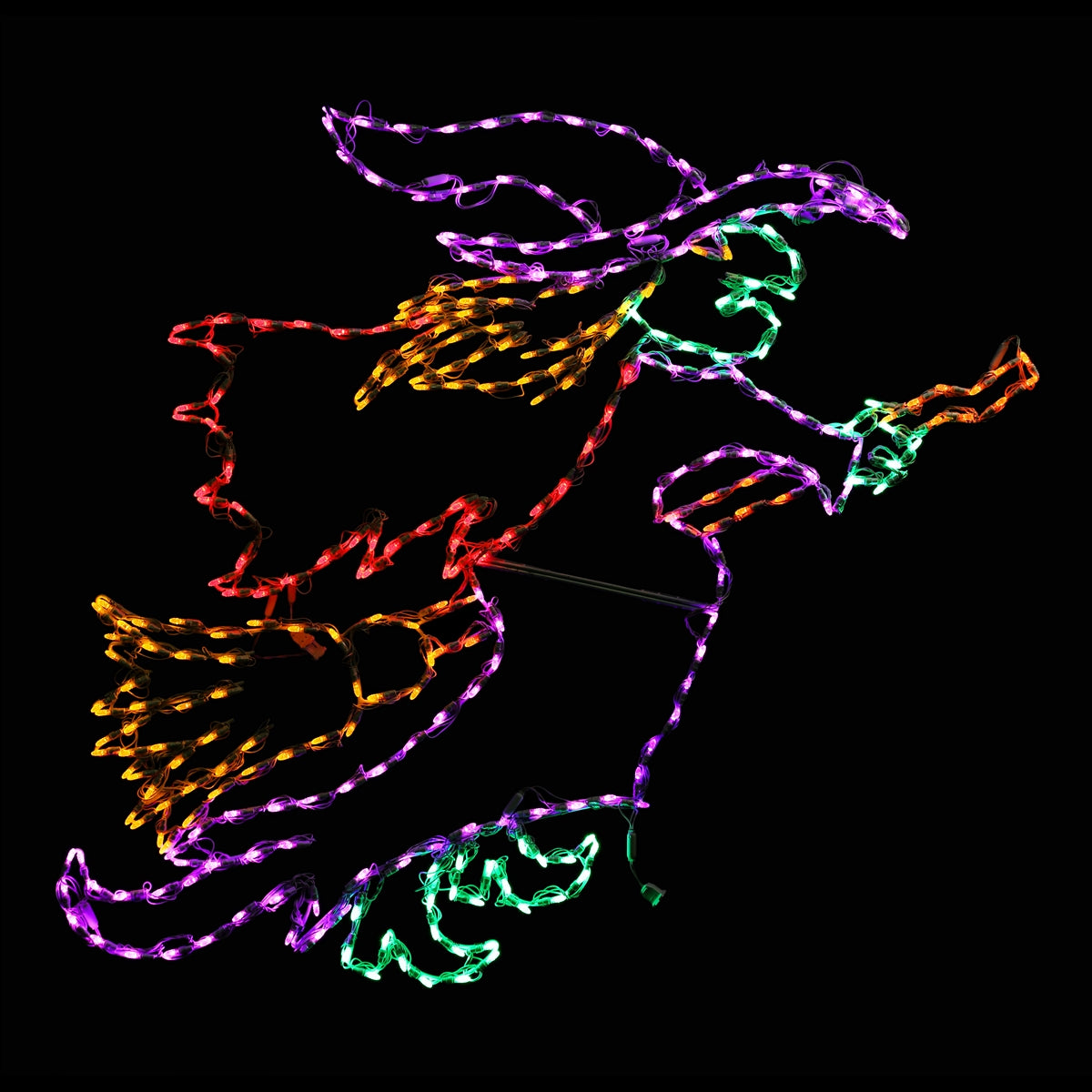 Witch on Broom 2D Wire Frame Decor