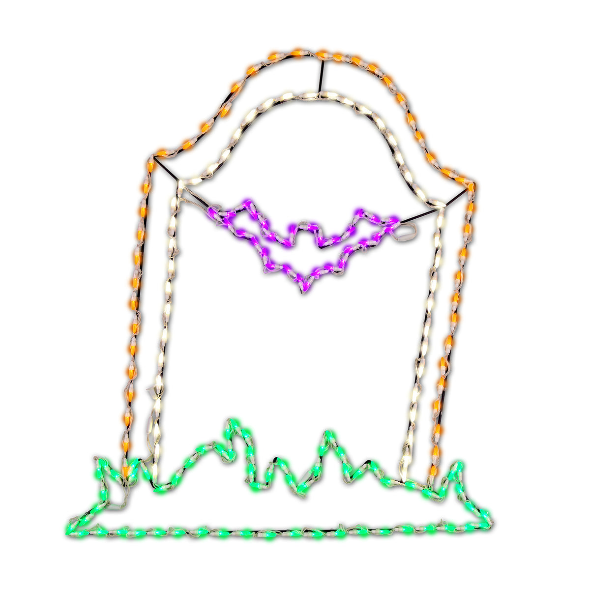 Tombstone w/ Bat 2D Wire Frame Decor