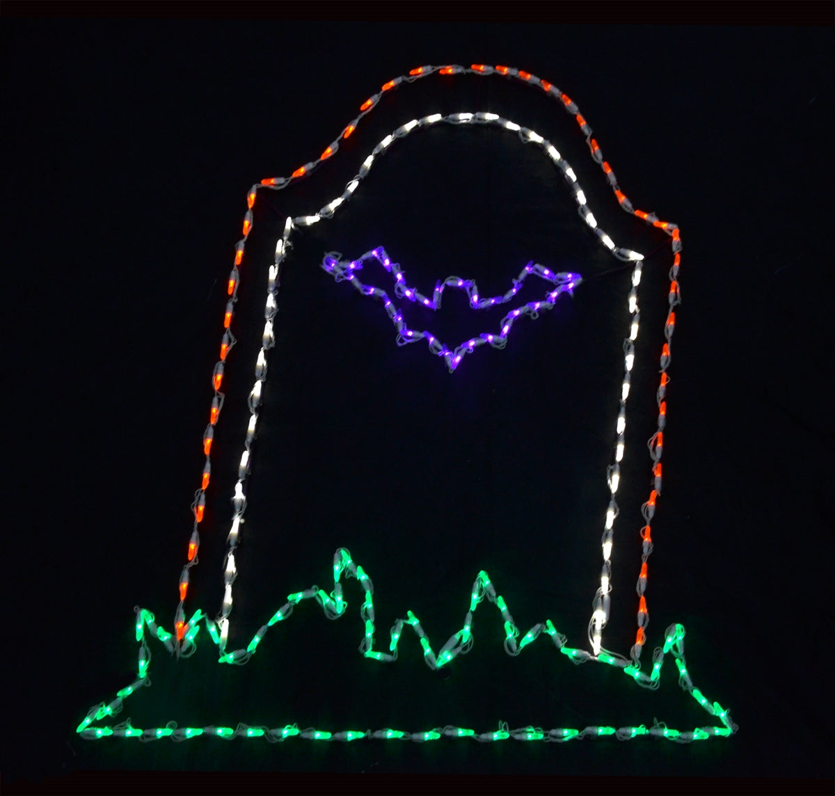 Tombstone w/ Bat 2D Wire Frame Decor