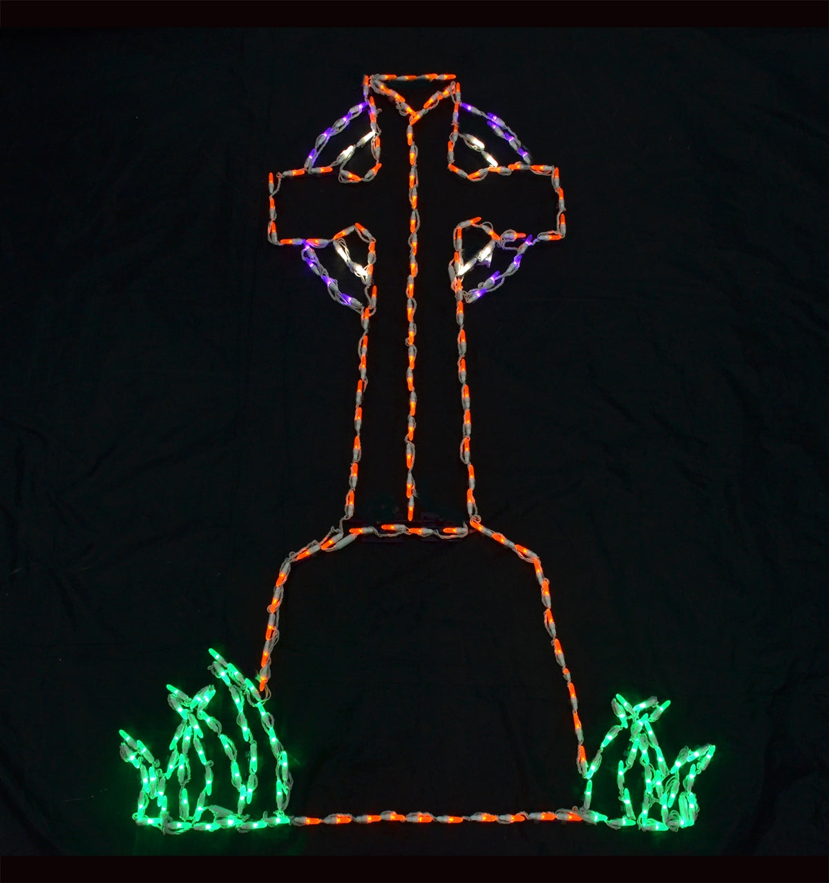 Tombstone w/ Cross 2D Wire Frame Decor