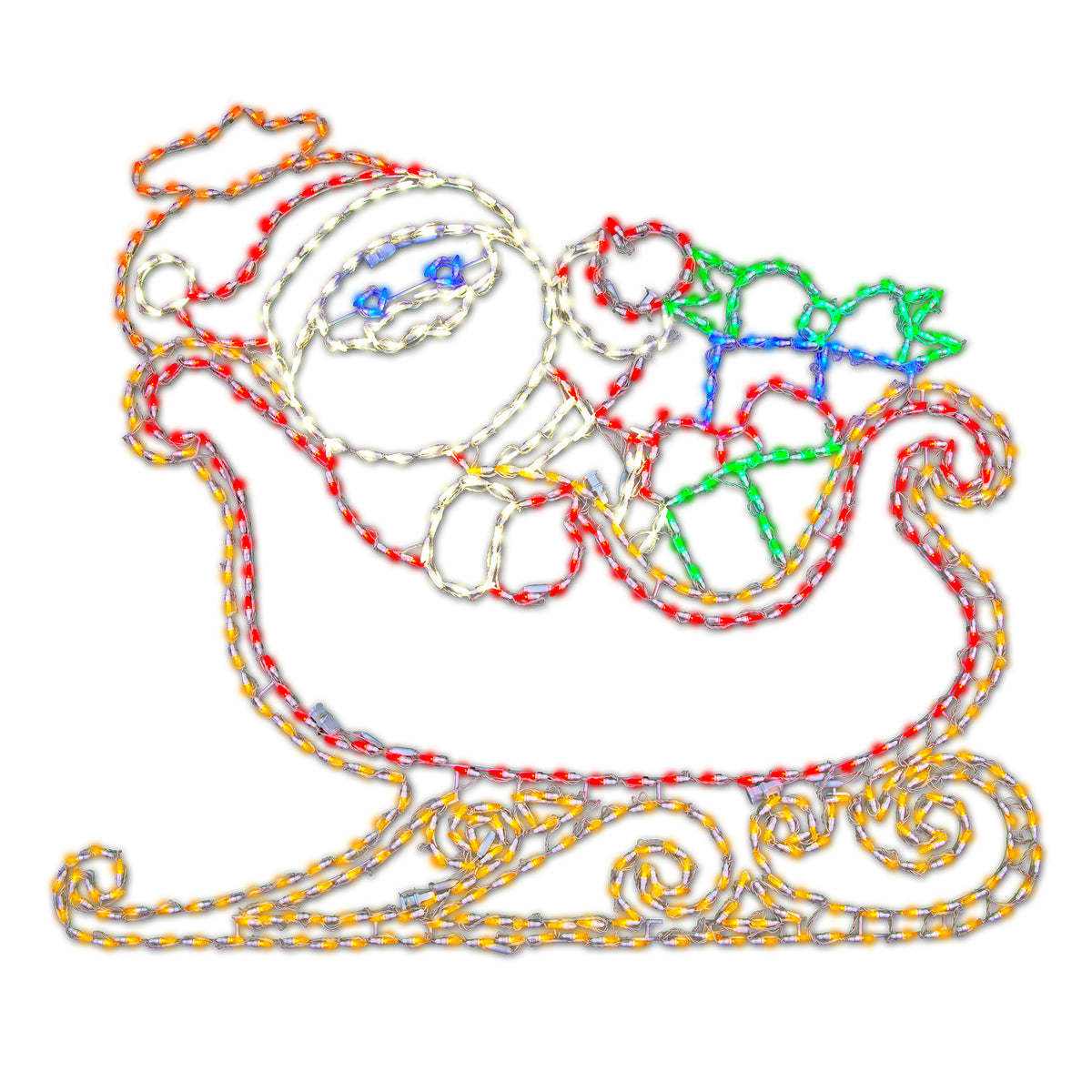 Santa in Sleigh 2D Wire Frame Decor