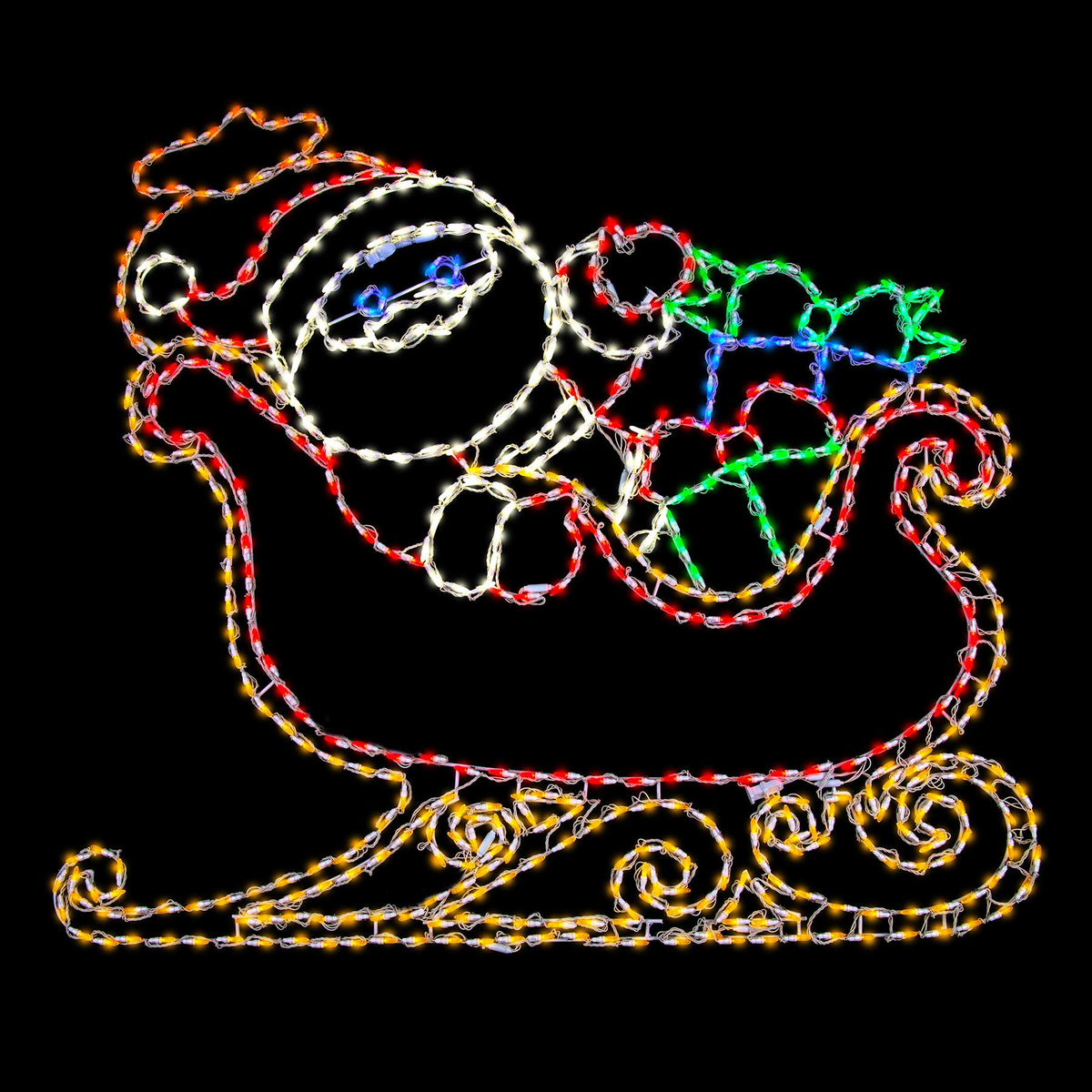 Santa in Sleigh 2D Wire Frame Decor