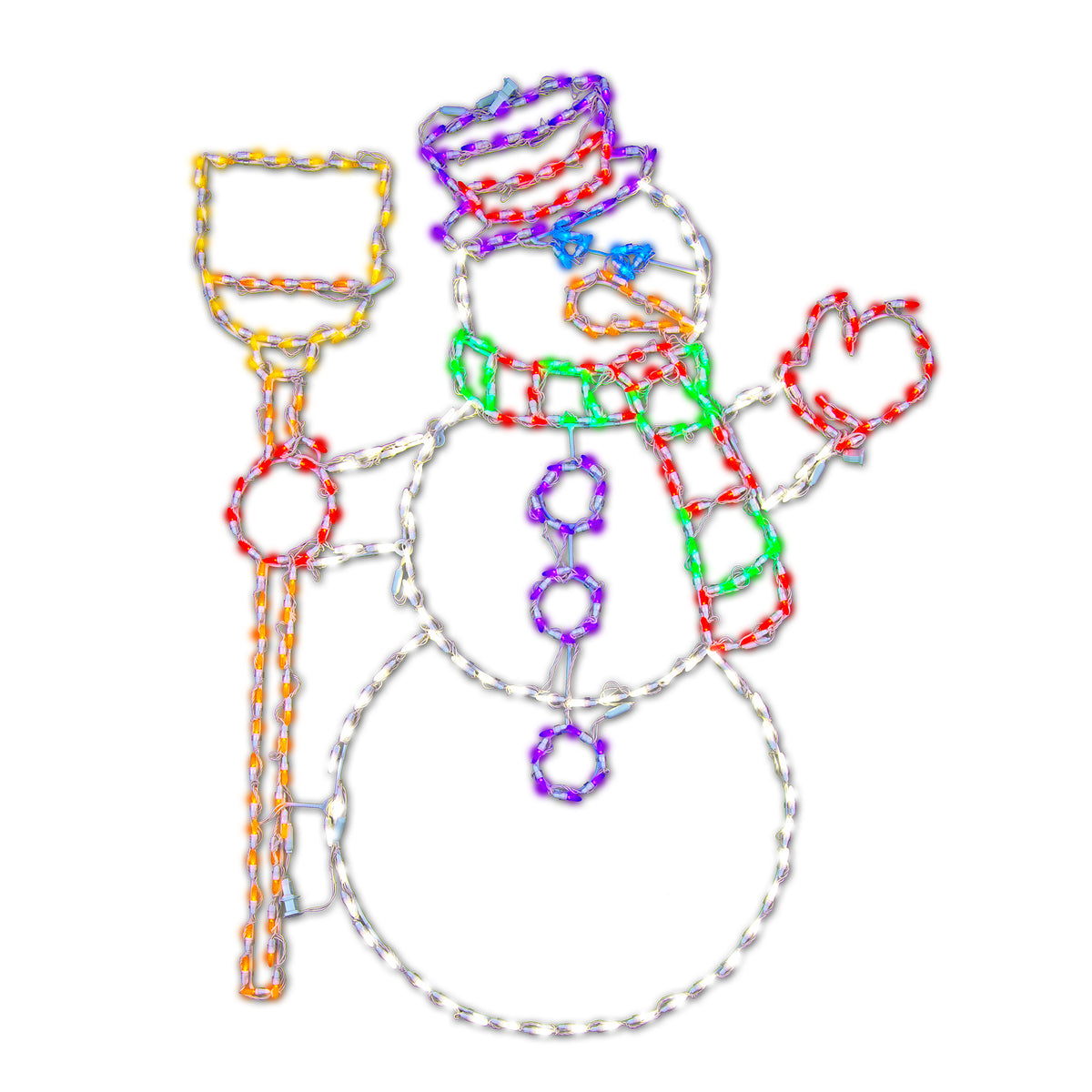 Snowman w/ Broom 2D Wire Frame Decor