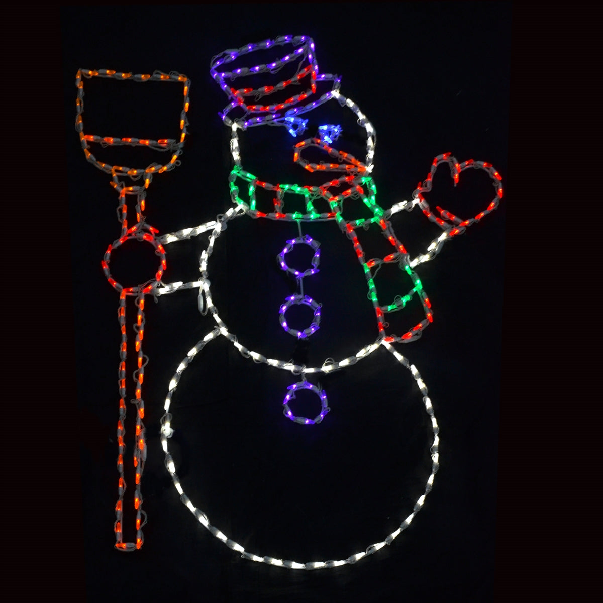 Snowman w/ Broom 2D Wire Frame Decor