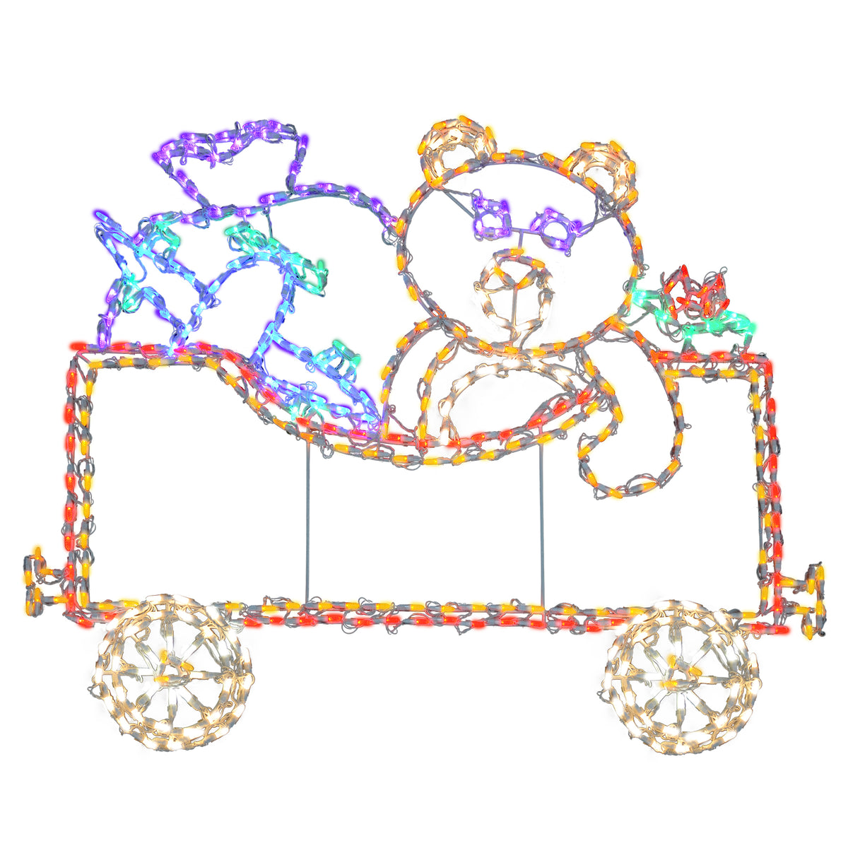 Train Car w/ Bear 2D Wire Frame Decor