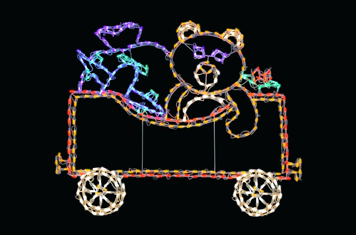 Train Car w/ Bear 2D Wire Frame Decor