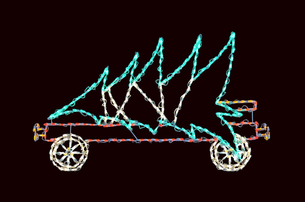 Train Car w/ Tree 2D Wire Frame Decor