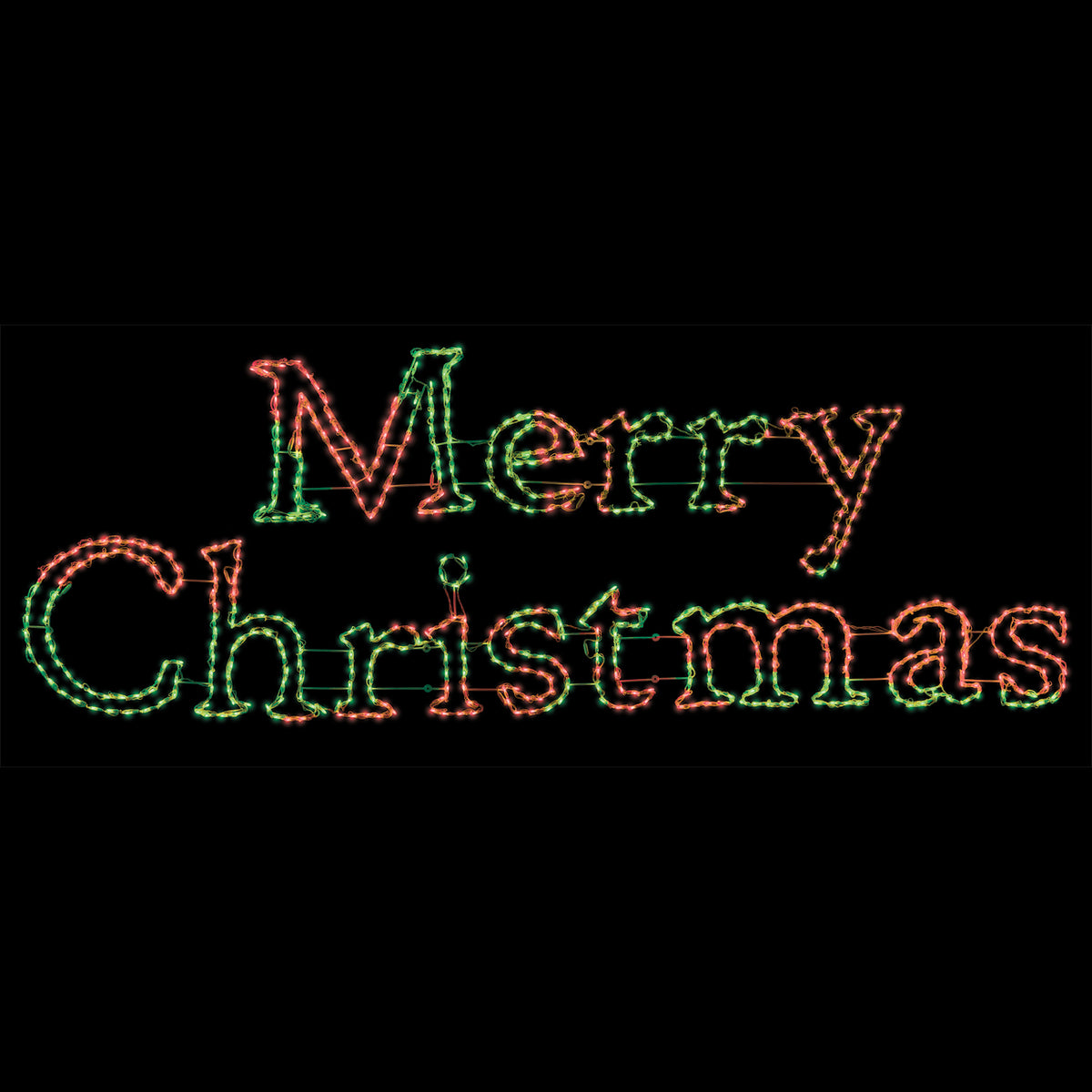 RGBWW Merry Christmas Sign 2D Wire Frame Decor