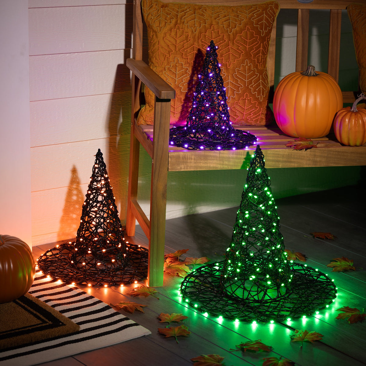 Witch Hats 3D Wire Frame Décor - Set of 3