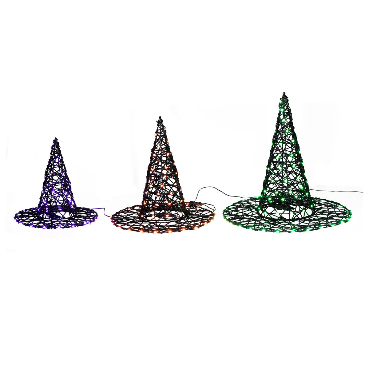 Witch Hats 3D Wire Frame Décor - Set of 3