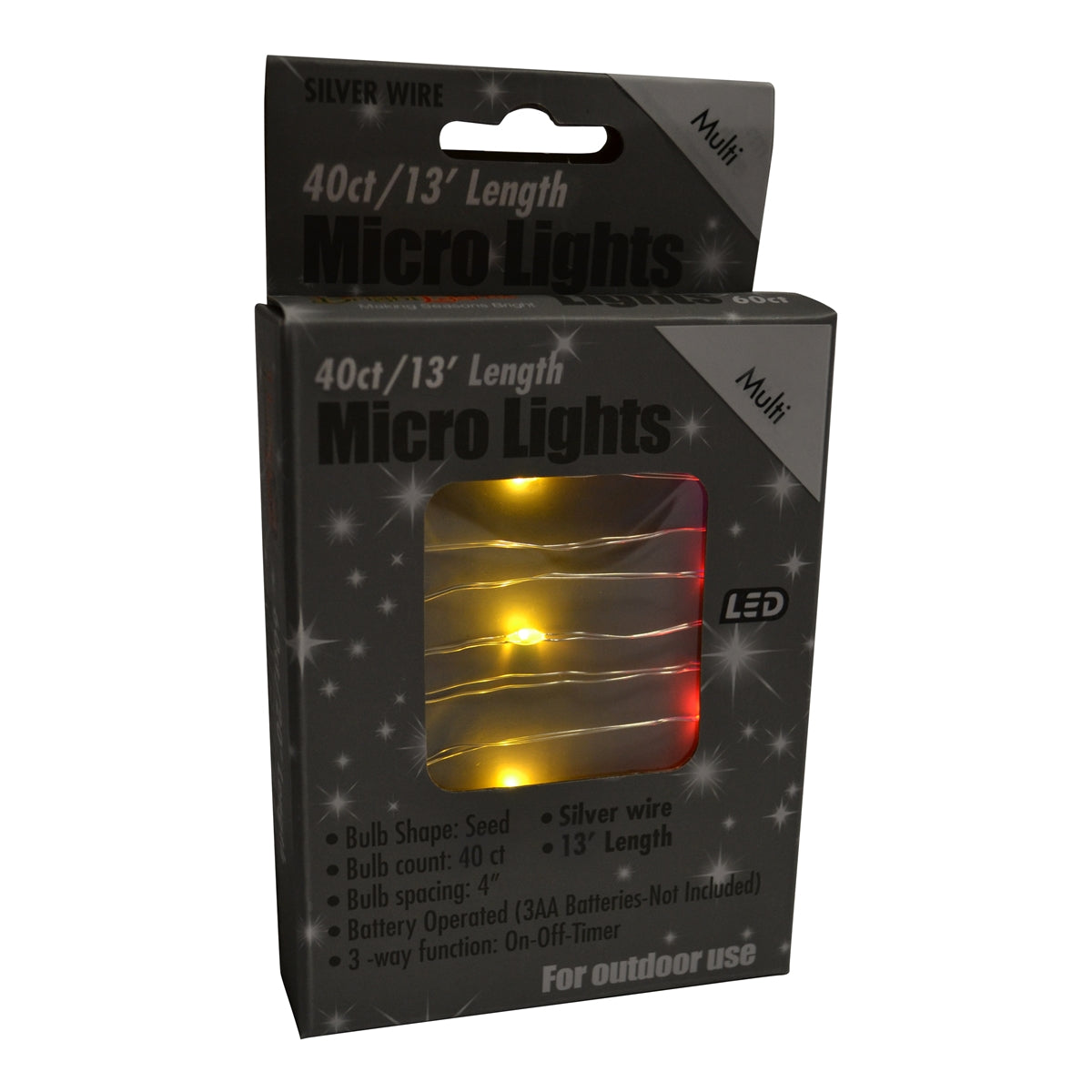 Micro 40L Lights - Silver Wire (Retail Box)