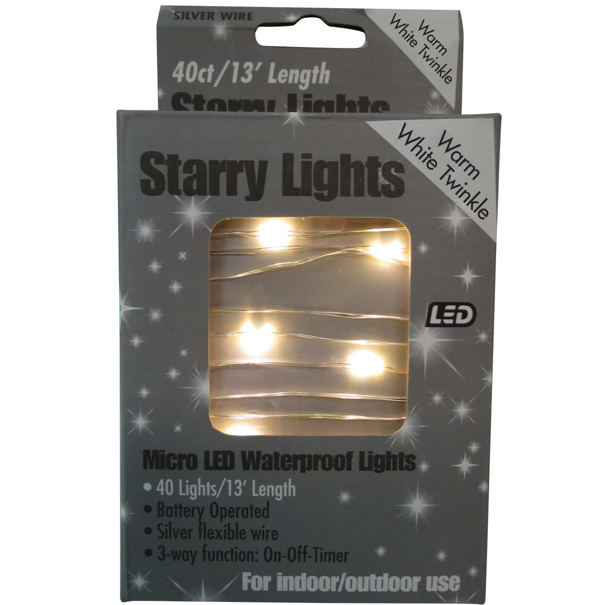 Micro 40L Lights - Silver Wire (Retail Box)