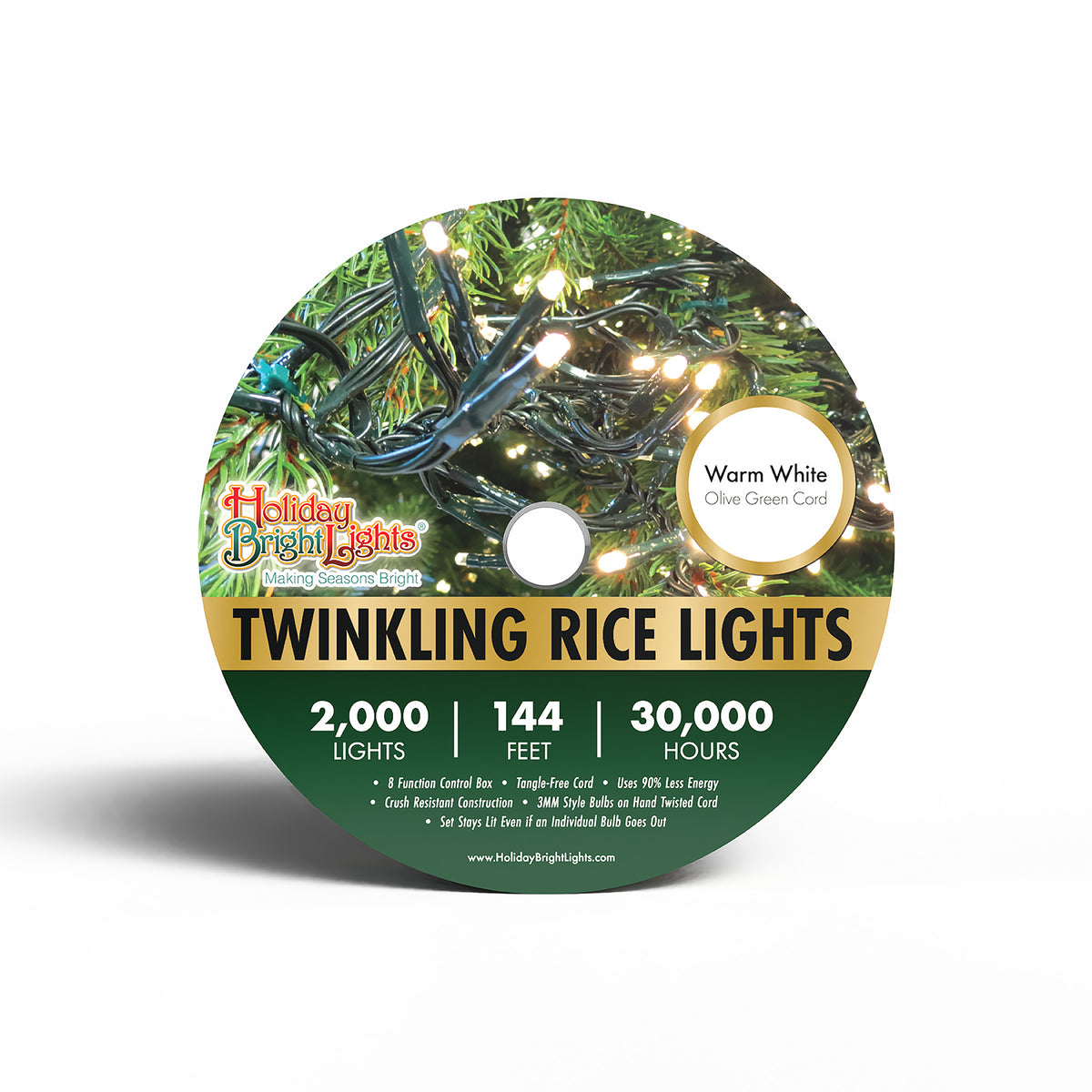 3MM Rice 2000L Straight Lights (Reel)