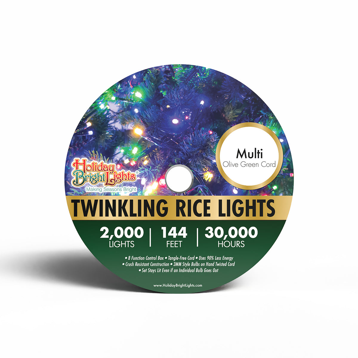3MM Rice 2000L Straight Lights (Reel)