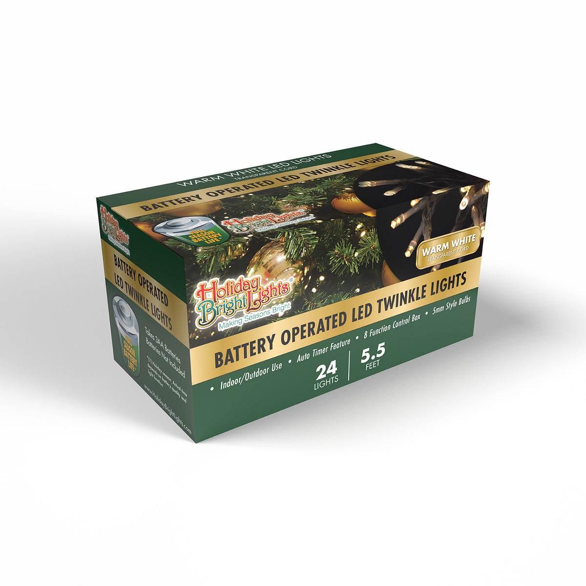 3MM Rice 24L Battery Operated Straight Lights (Retail Box)