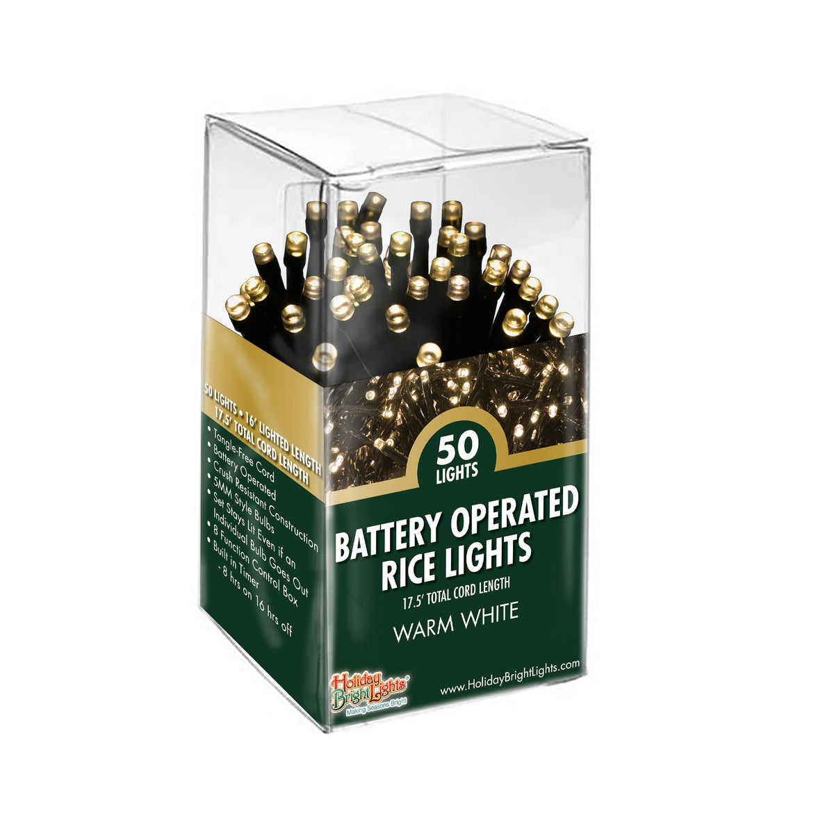 3MM Rice 50L Battery Operated Straight Lights (Retail Box)
