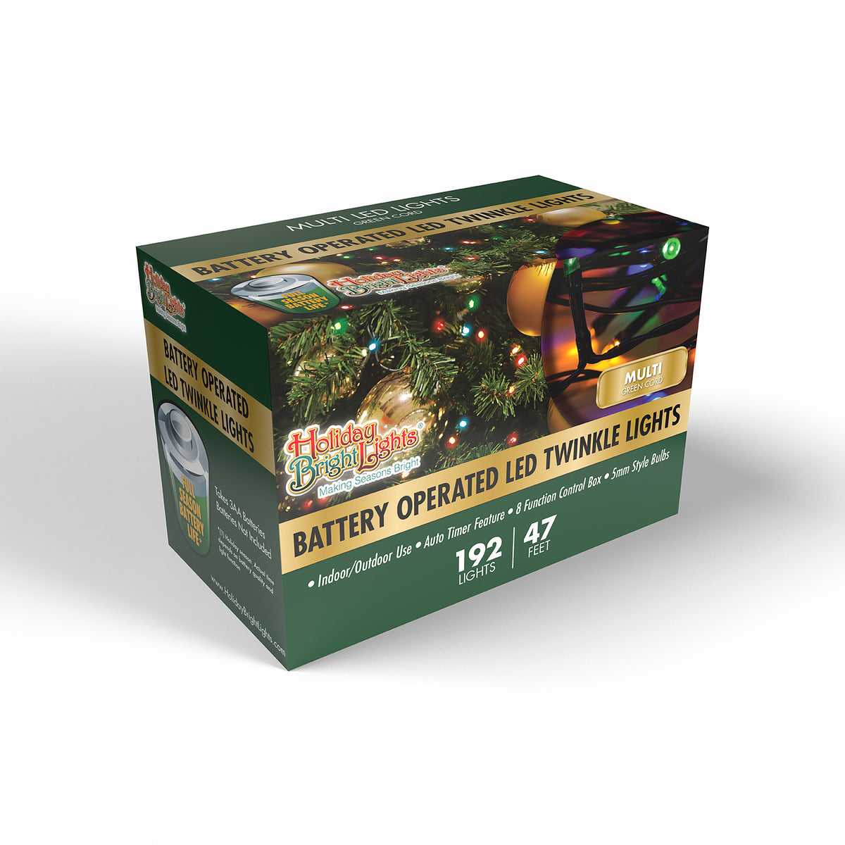 3MM Rice 192L Battery Operated Straight Lights (Retail Box)