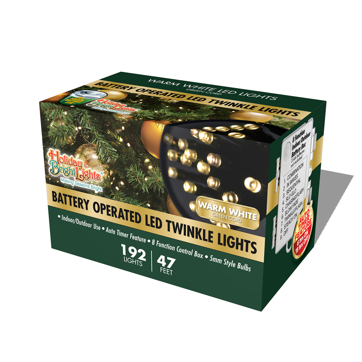 3MM Rice 192L Battery Operated Straight Lights (Retail Box)