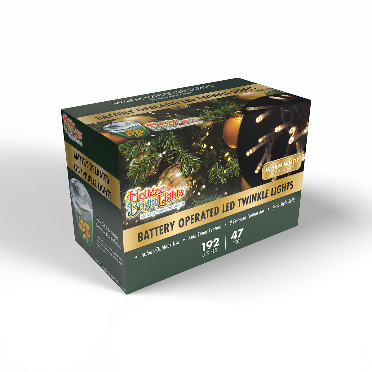 3MM Rice 192L Battery Operated Straight Lights (Retail Box)