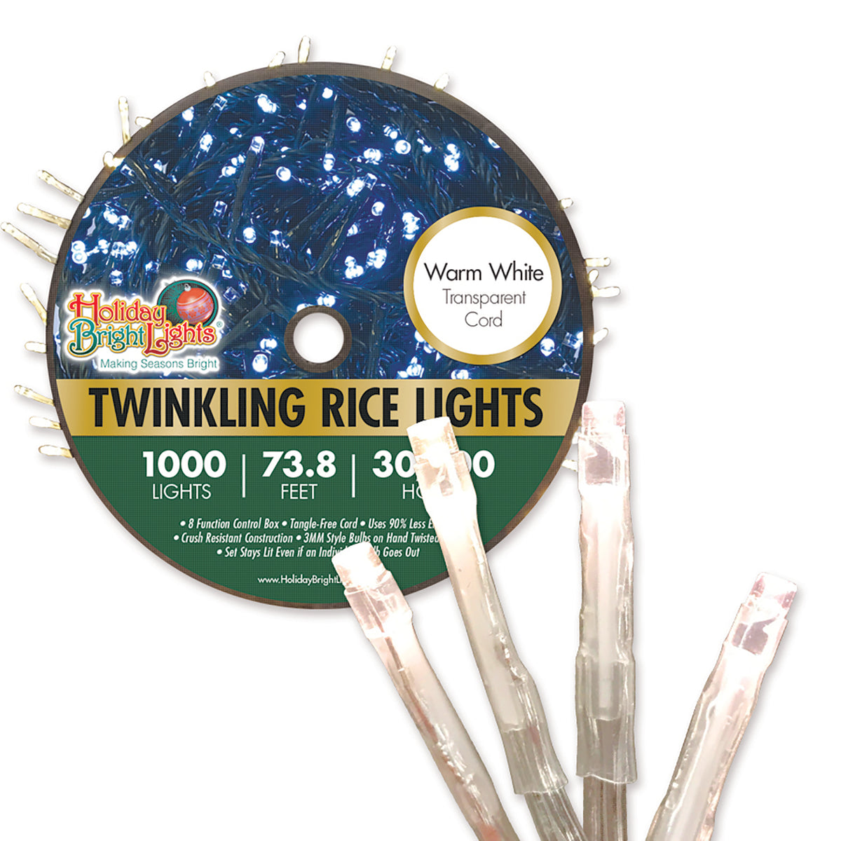 3MM Rice 1000L Straight Lights (Reel)