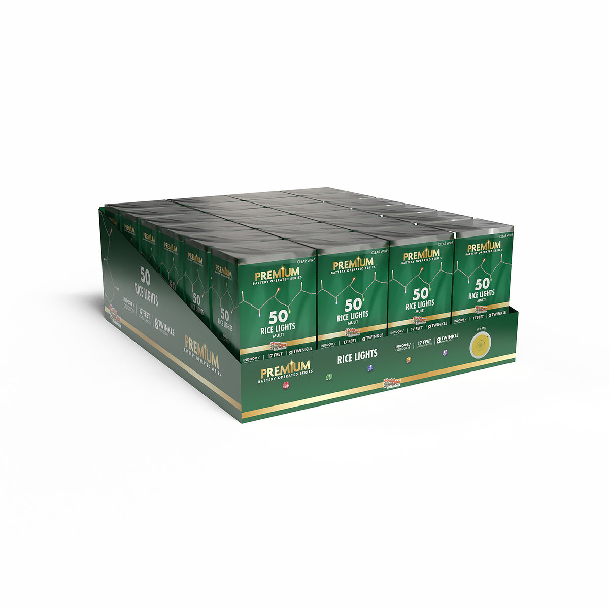 3MM Rice 50L Battery Operated Straight Lights (Retail Box/PDQ)