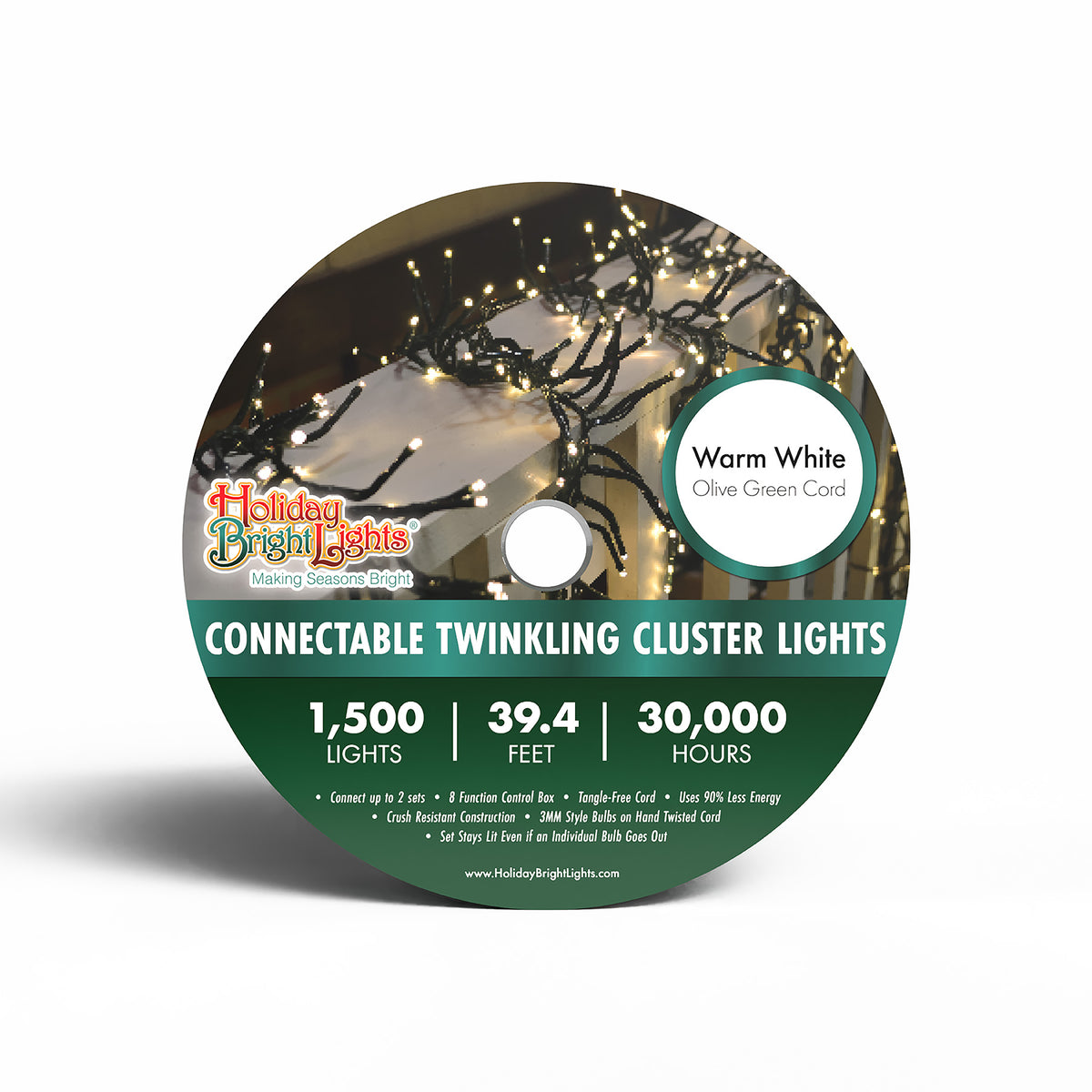 3MM Rice 1500L Connectable Garland Cluster Lights (Reel)