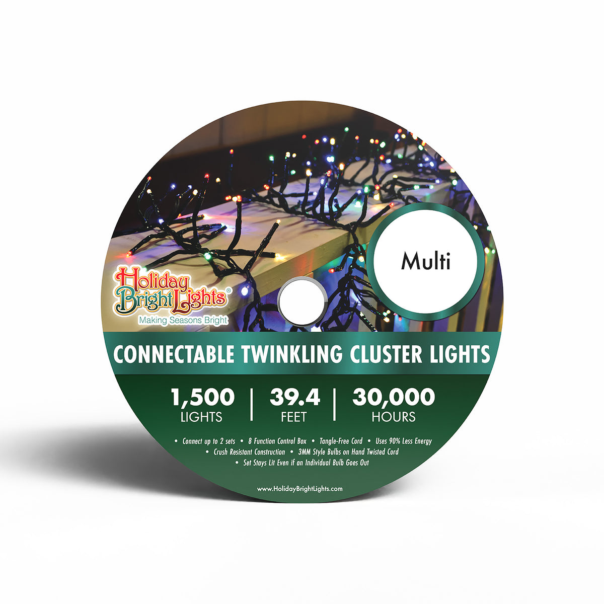 3MM Rice 1500L Connectable Garland Cluster Lights (Reel)