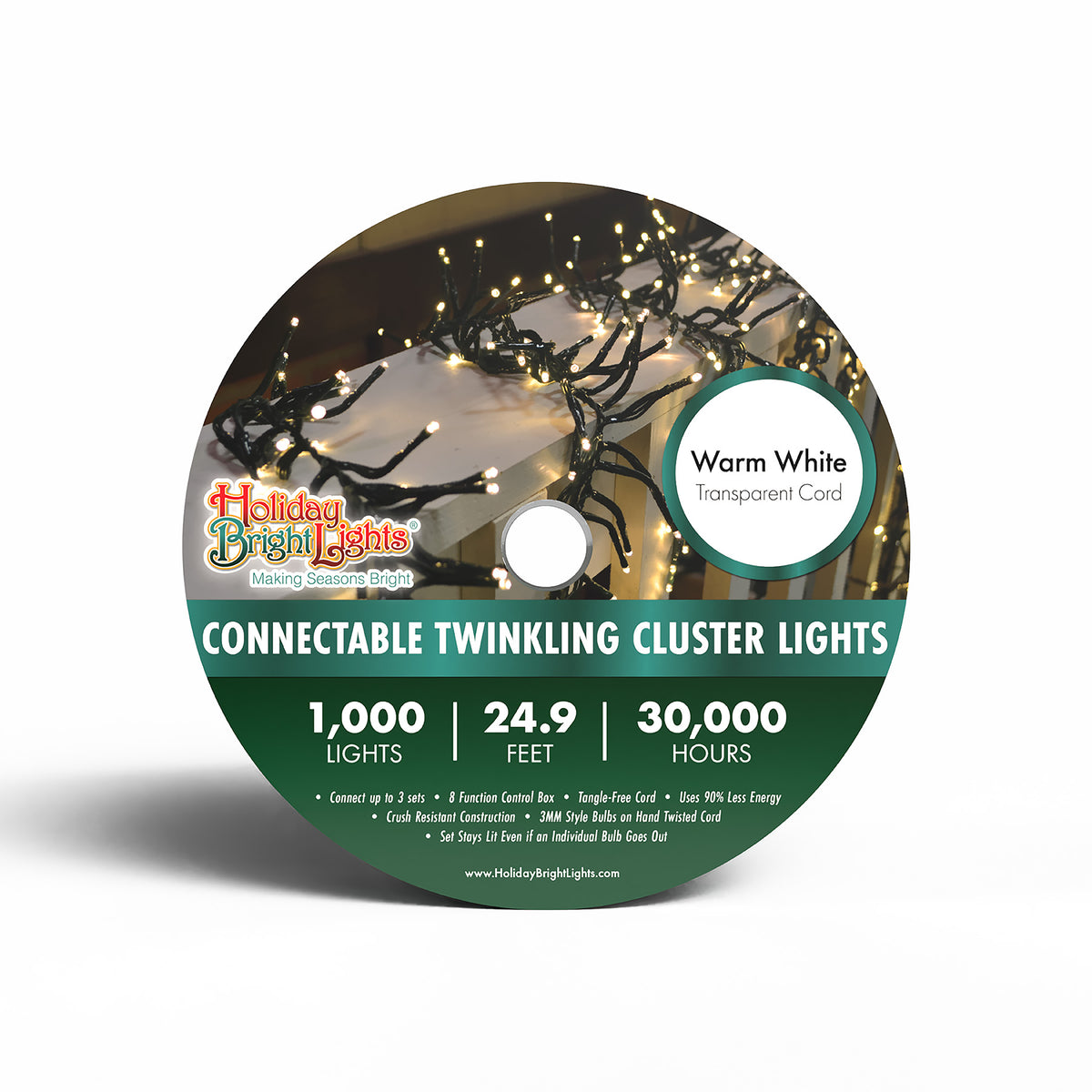 3MM Rice 1000L Connectable Garland Cluster Lights (Reel)