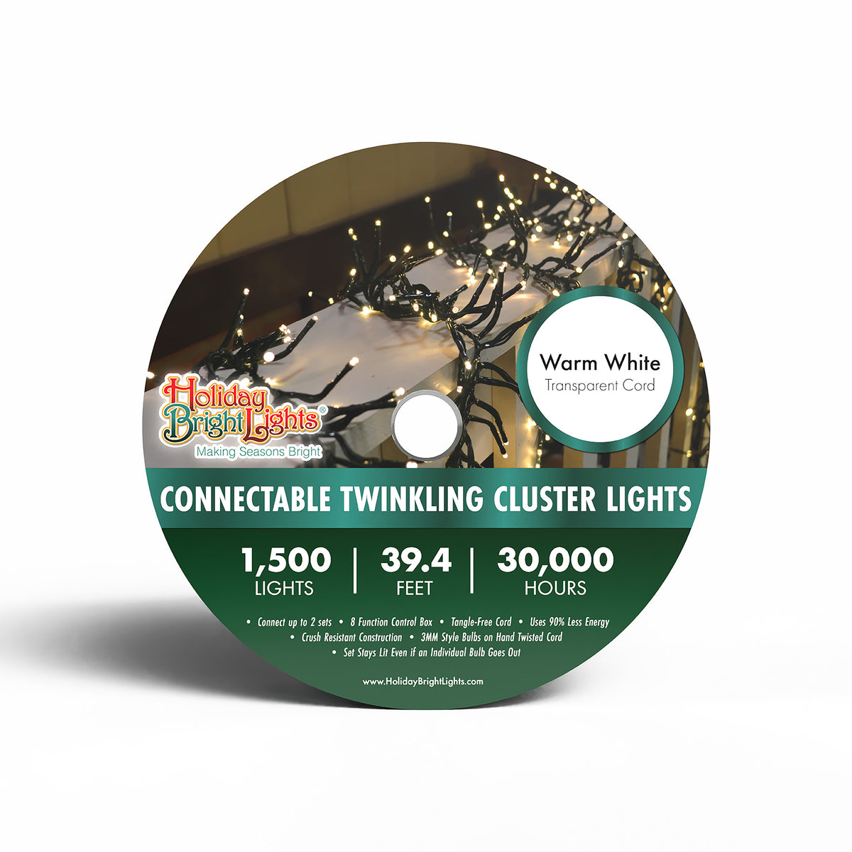 3MM Rice 1500L Connectable Garland Cluster Lights (Retail Box)