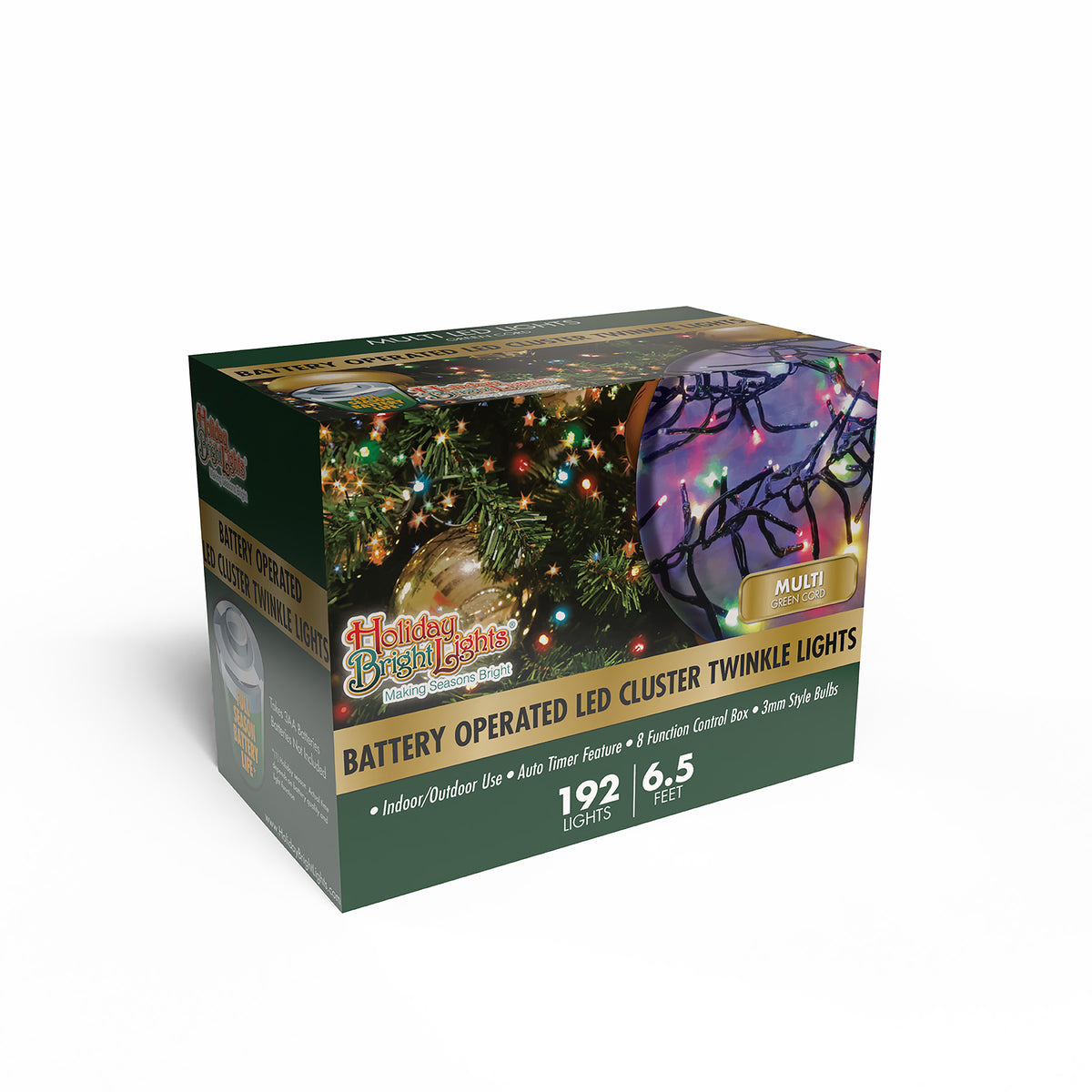 3MM Rice 192L Battery Operated Garland Cluster Lights (Retail Box)