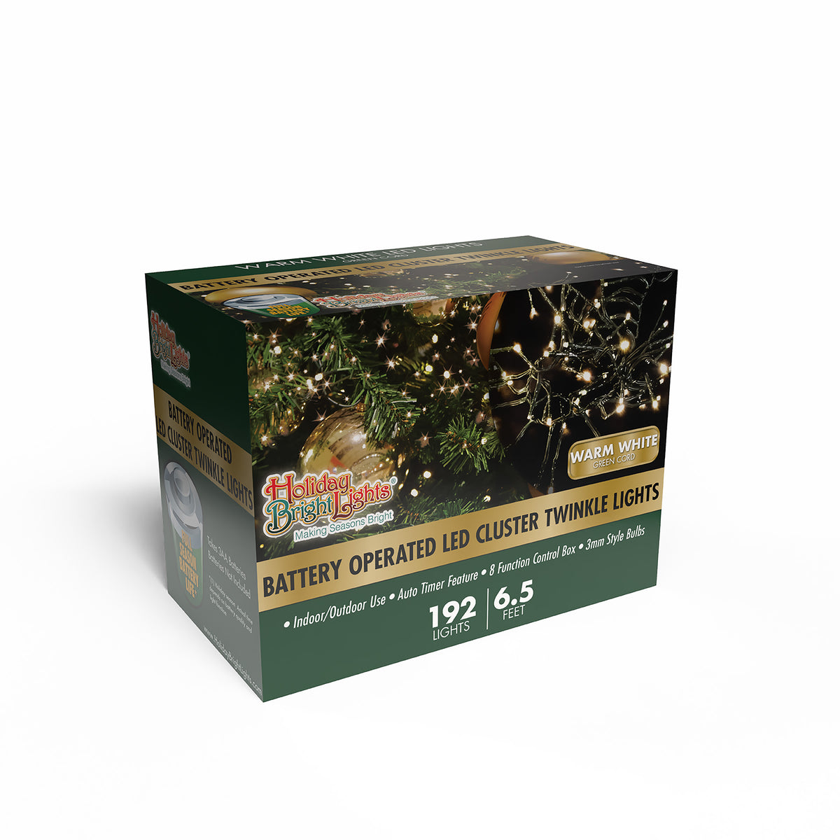 3MM Rice 192L Battery Operated Garland Cluster Lights (Retail Box)