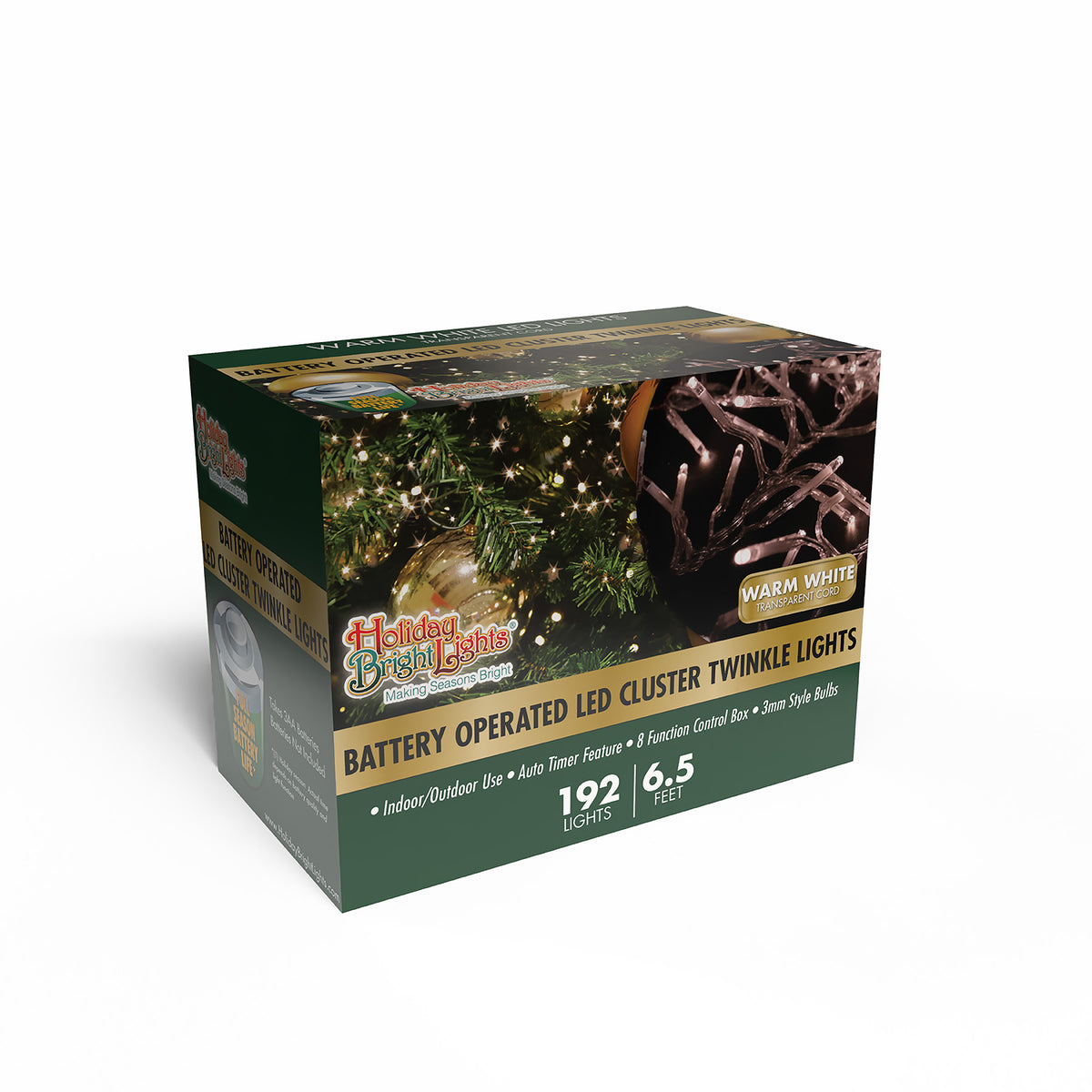 3MM Rice 192L Battery Operated Garland Cluster Lights (Retail Box)