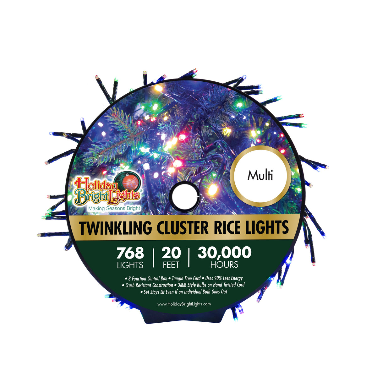 3MM Rice 768L Garland Cluster Lights (Reel)