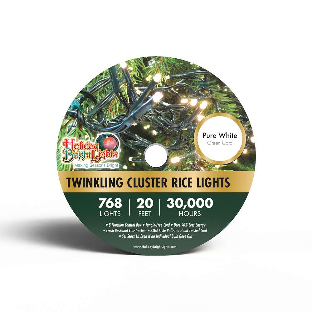 3MM Rice 768L Garland Cluster Lights (Reel)