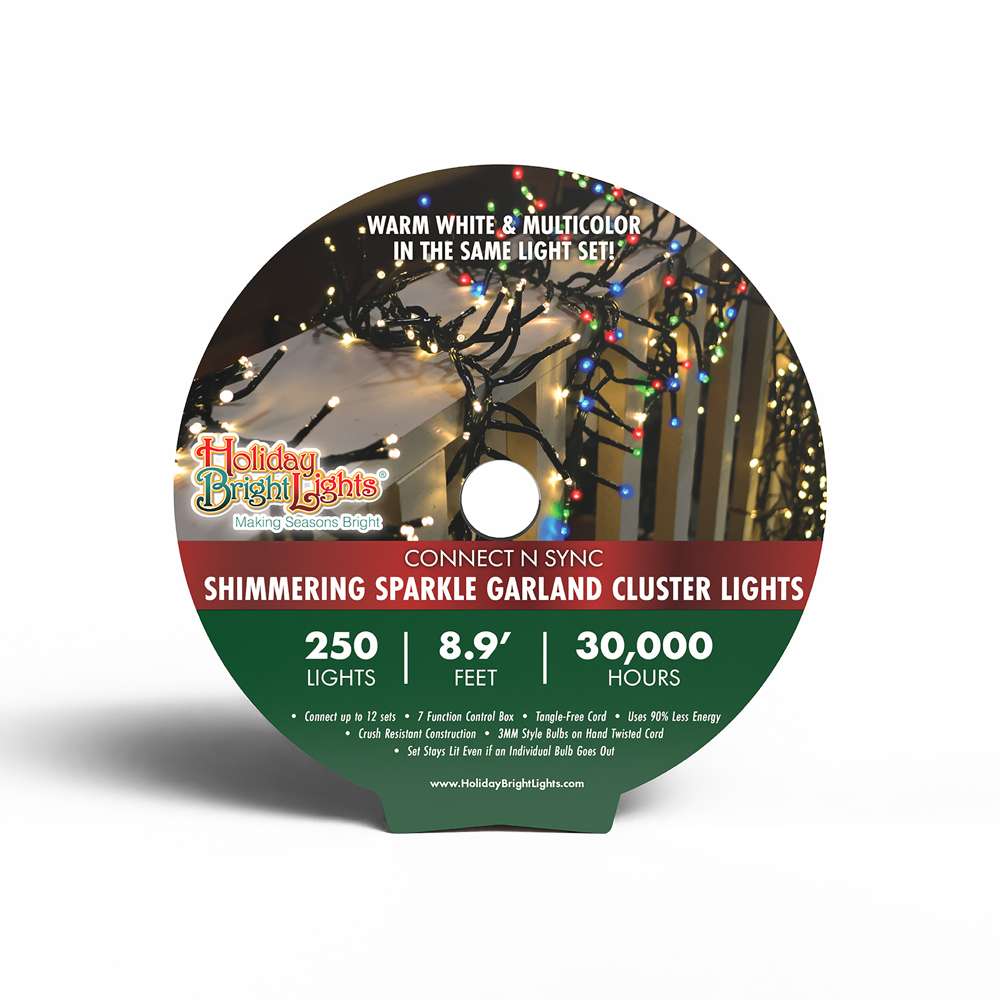 3MM Rice 250L Connect-N-Sync Garland Cluster Lights (Reel)