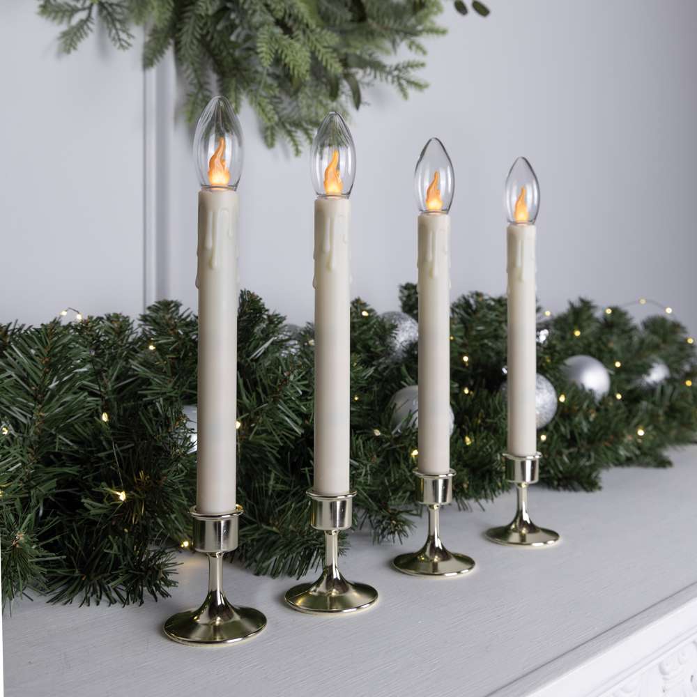11.4" Battery Operated Taper Candle w/ Holder and Suction Cup - Set of 4 (Retail Box)