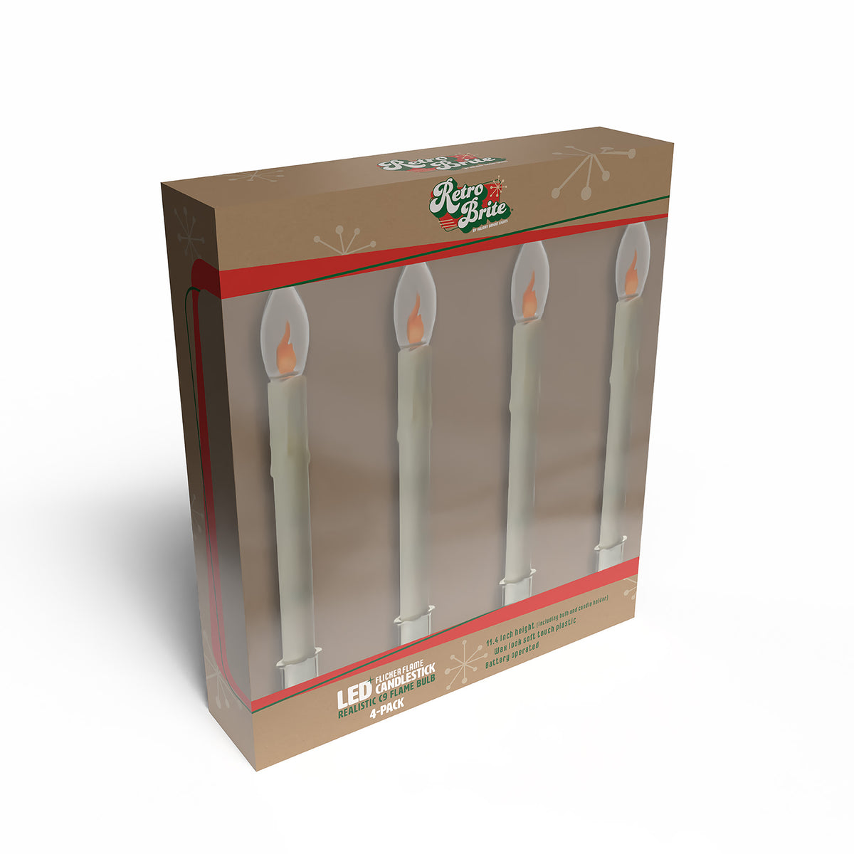 11.4" Battery Operated Taper Candle w/ Holder and Suction Cup - Set of 4 (Retail Box)