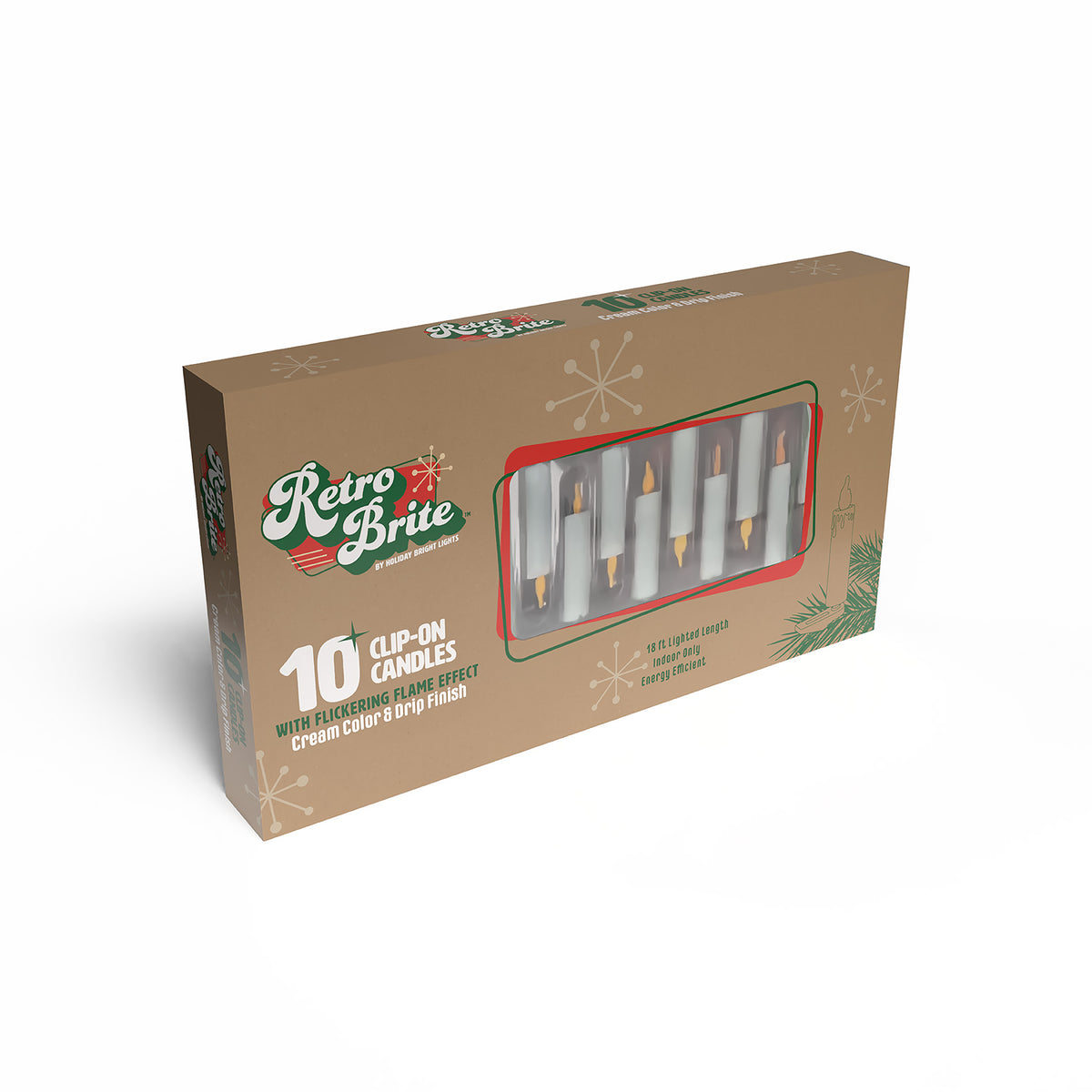 Battery Operated Cream Drip Taper Candle w/ Holder and Suction Cup (Retail Box)