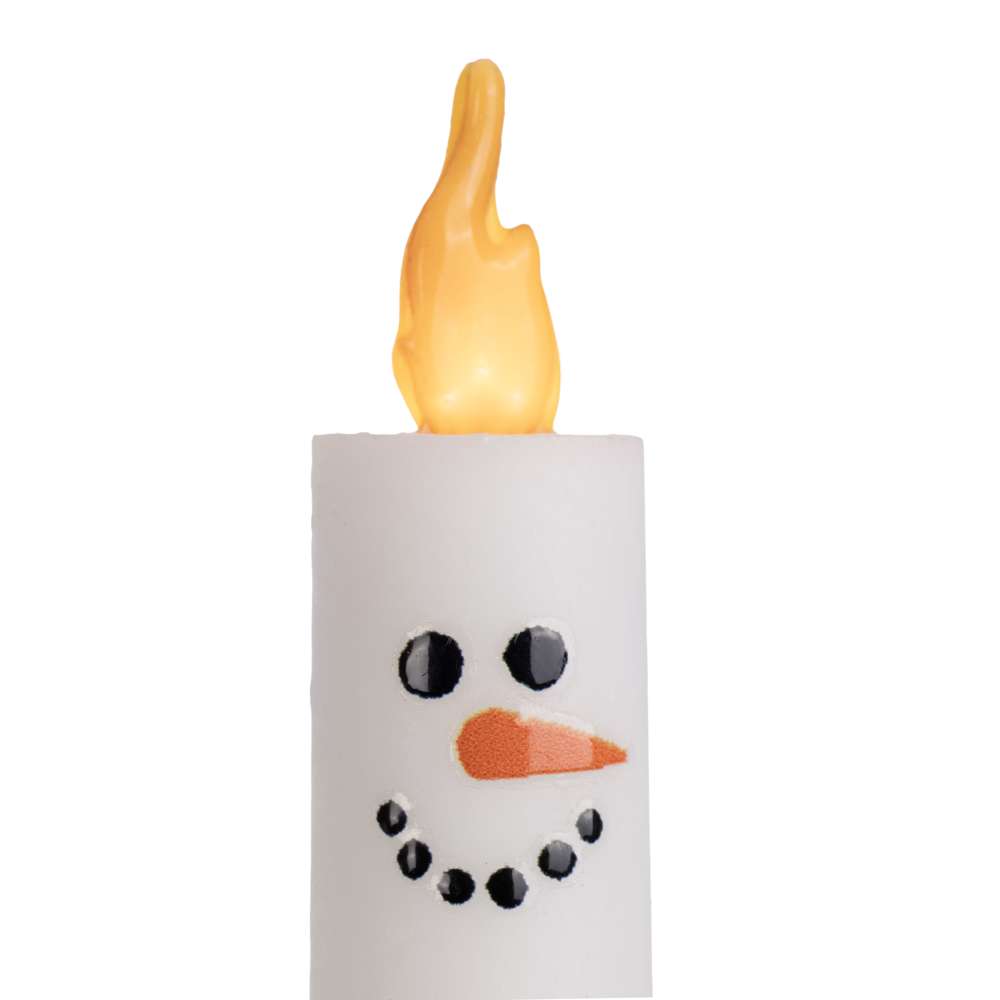 Battery Operated Snowman Taper Candle w/ Holder and Suction Cup (Retail Box)