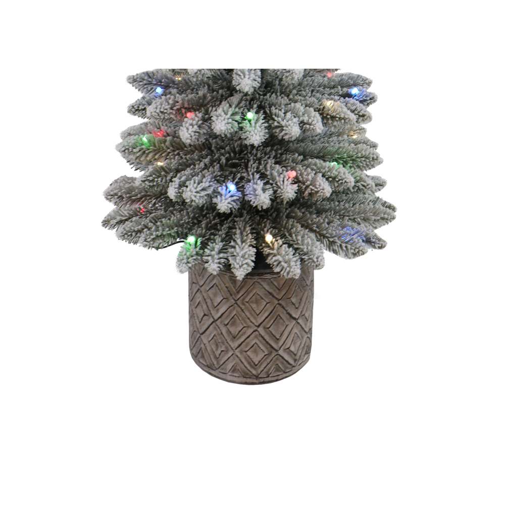 Flocked Resin Potted Christmas Tree