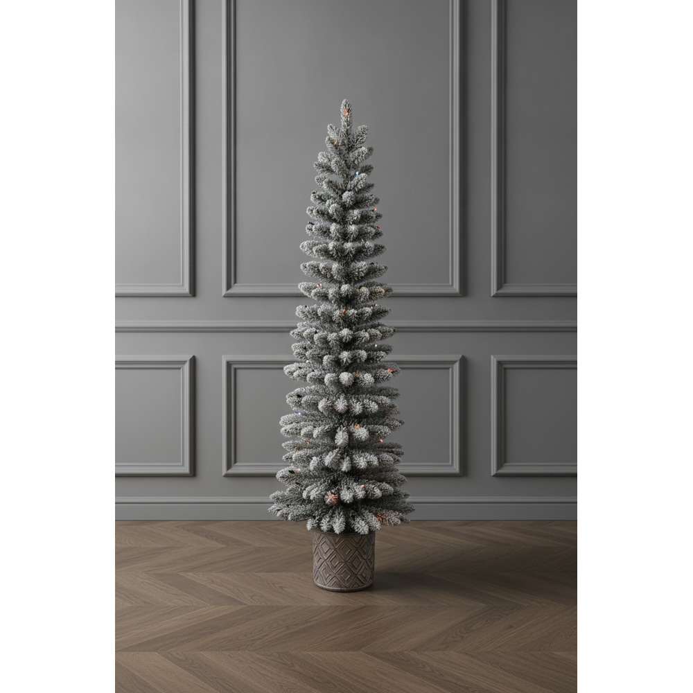 Flocked Resin Potted Christmas Tree