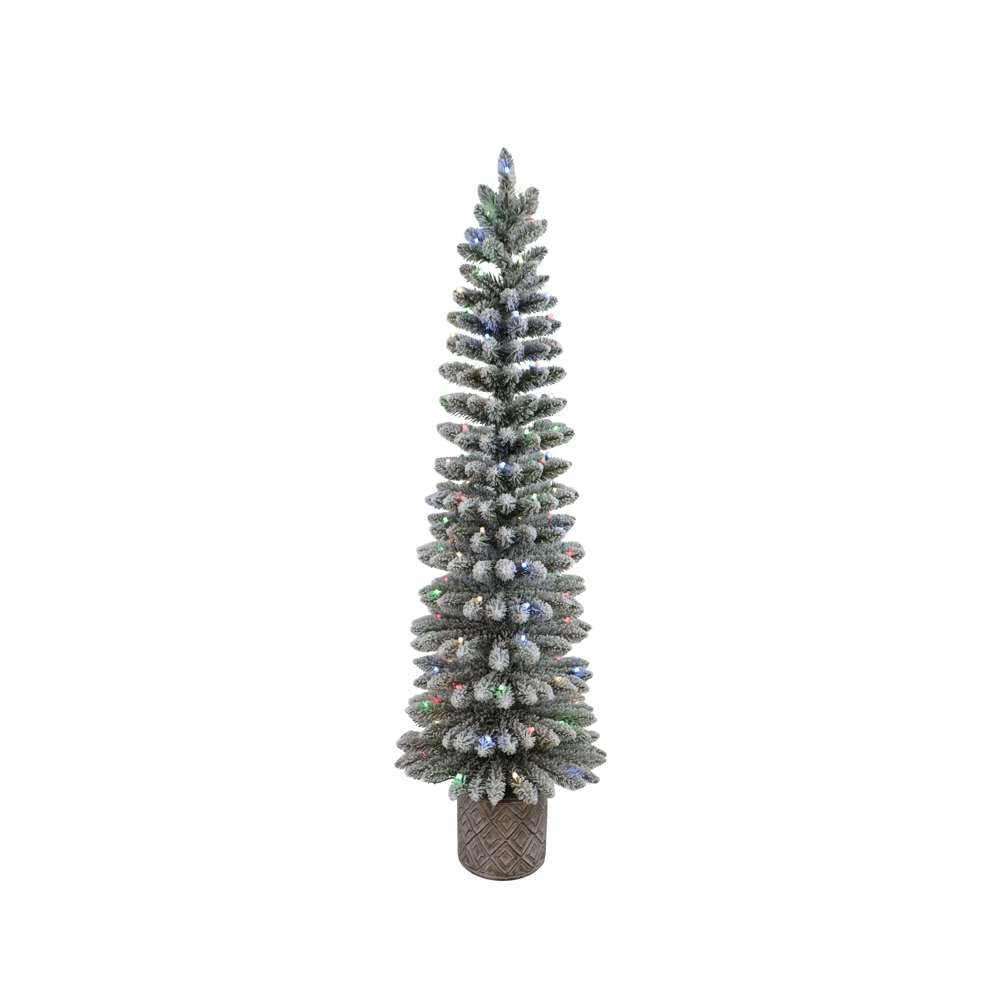 Flocked Resin Potted Christmas Tree