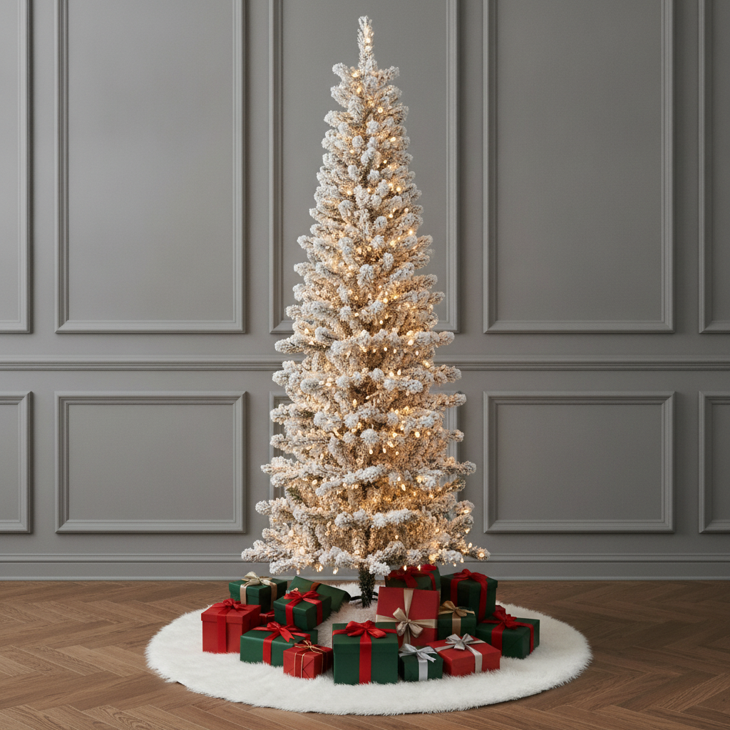 Flocked Slim Brighton Christmas Tree