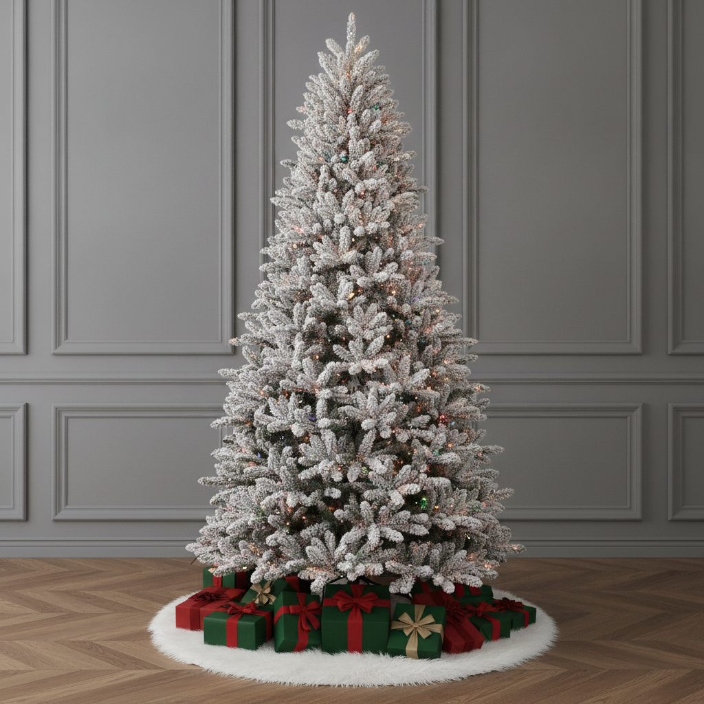 Flocked King Pine Christmas Tree